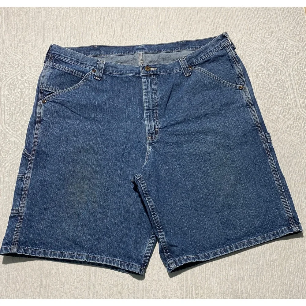 Lee Mens Blue Denim Carpenter Shorts Size 44 Relaxed Fit Utility Workwear Cotton